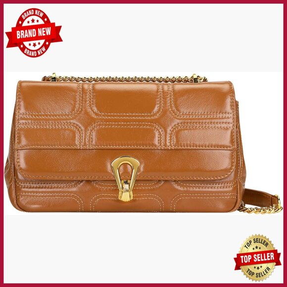 Quilted Leather Crossbody Bag with Chain Strap Multi-Pocket Hobo Purse